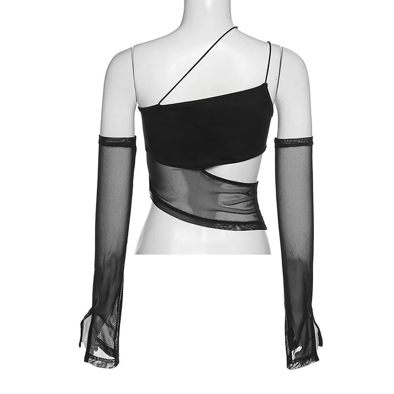 Asymmetric top tulle inserts removable sleeves ITEM PKOTRS01