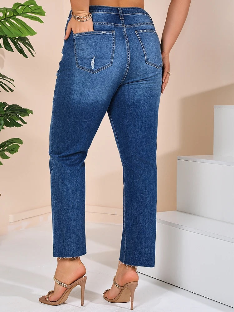 Ankle jeans plus size with cut hem ITEM DCSJALE01